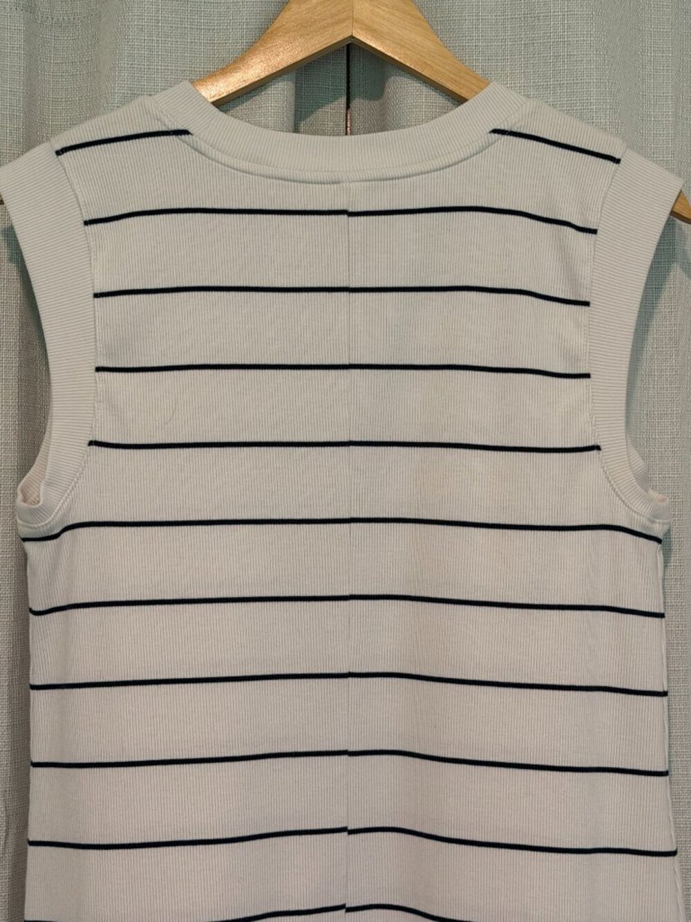 A New Day Sleeveless Knit Mini Shirt Dress - Blue/White, Size L - Picture 5 of 9